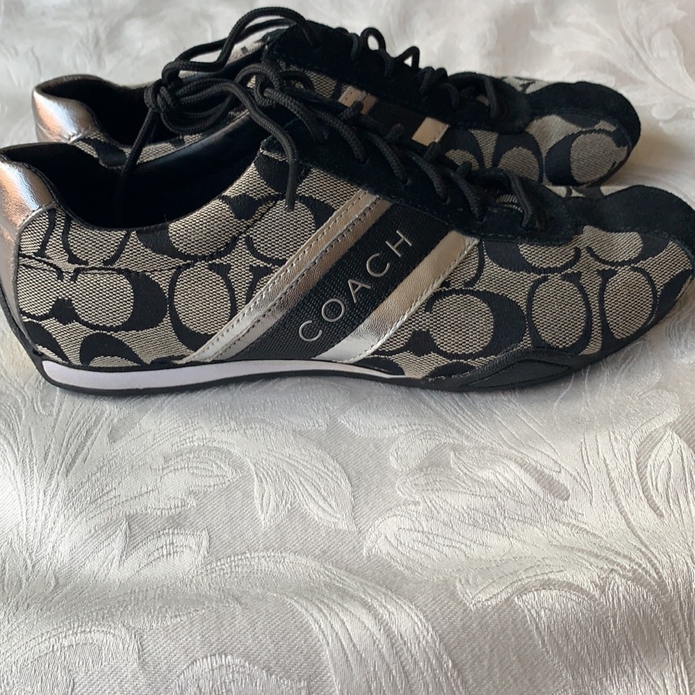 Coach tennis shoes. Silver & a touch of suede.
